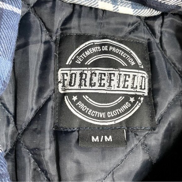 Forcefield Blue Plaid Snap Front Insulated Work Shirt Jacket Shacket M - Picture 3 of 16